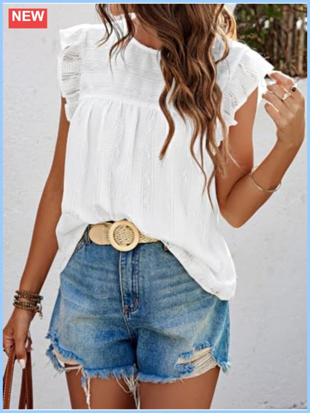PRETTYGARDEN Lace Ruffle Cap Sleeve Tank Top Women Dressy Casual - Picture 5 of 6